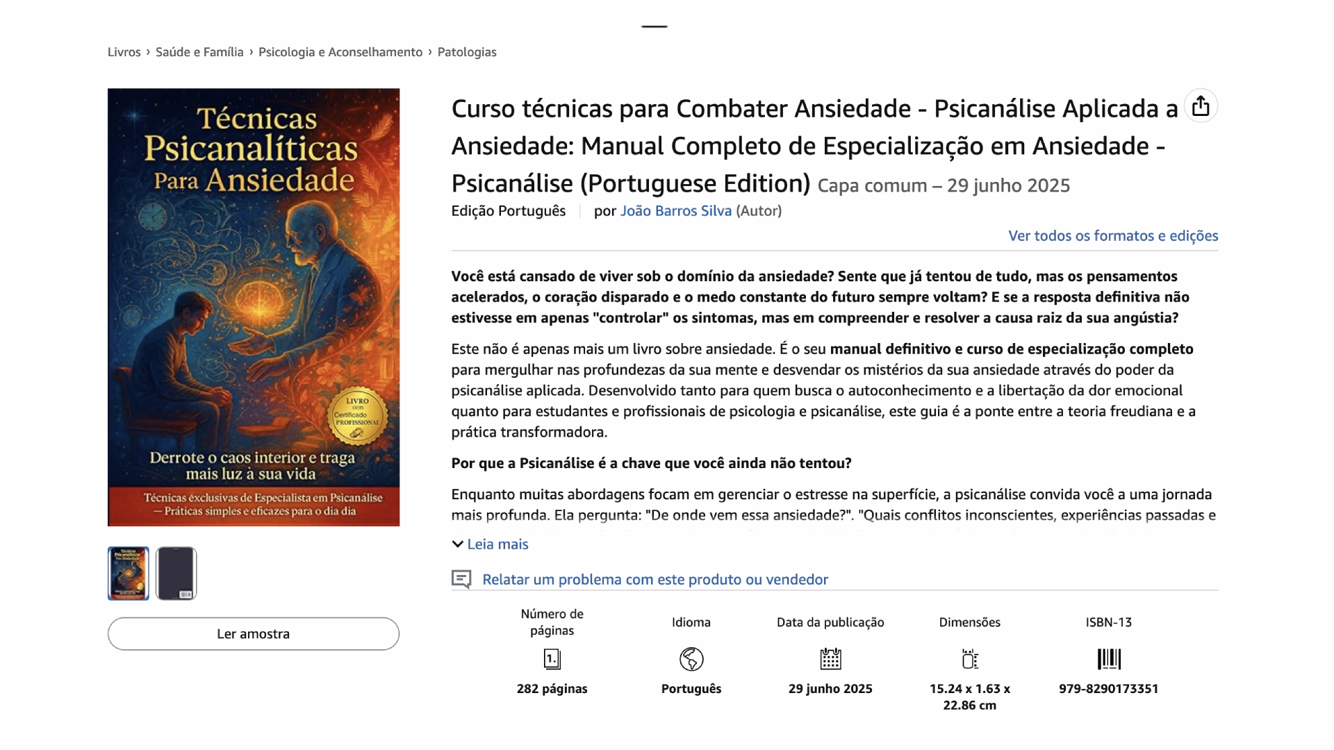 Manual Técnicas Psicanalíticas para Ansiedade