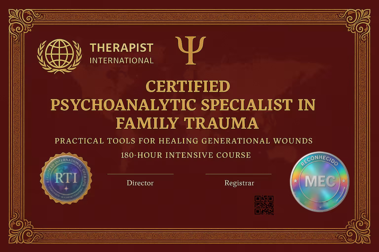 Certificado Especialista em Traumas Familiares